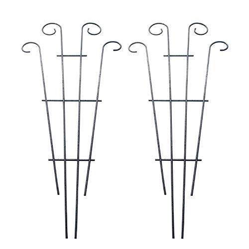 MTB Silver Coated Wave Pot Trellis 23'' Plant Stakes for Climbing Plants Pack of 2,Plant Support