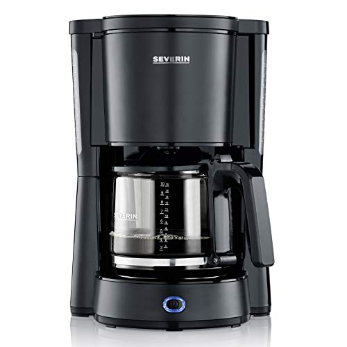 SEVERIN Kaffeemaschine Type mit Glaskanne, aromatischer, schneller und leise gebruehter Kaffee mit dem Kaffeebereiter fuer bis zu 10 Tassen, Filterkaffeemaschine, schwarz, KA 4815