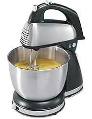 Hamilton Beach Classic Stand and Hand Mixer, 4 Quarts, 6 Speeds with QuickBurst, Bowl Rest, 290 Watts Peak Power, Black and Stainless