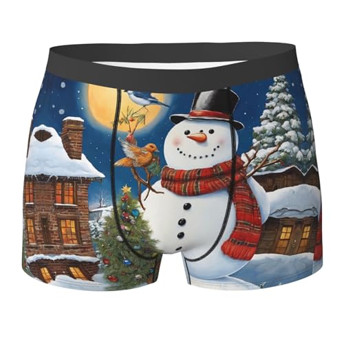 SYHEART Christmas Carton Snowman Print Men'S Boxer Briefs With Elastic Comfort Fit Design For All-Day Wear