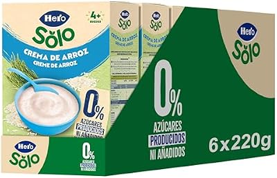 Hero Solo Papilla Crema de Arroz para Bebés Desde 4 Meses, 6 x 220 g