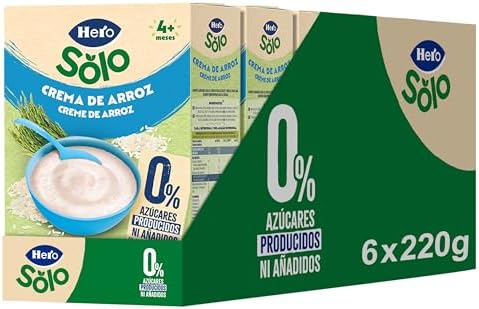 Hero Solo Papilla Crema de Arroz para Bebés Desde 4 Meses, 6 x 220 g