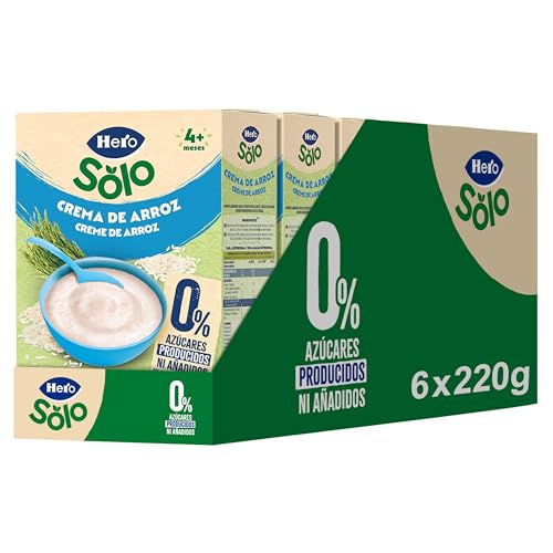 Hero Solo Papilla Crema de Arroz para Bebés Desde 4 Meses, 6 x 220 g