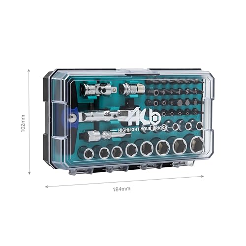 HB AKM025-G Swivel Head Ratchet Set 90 Teeth 49 Pieces 1/4" CR-V & S2 | Professional Safety Sockets and Bits Mechanical Automotive Workshop DIY | Portable Case – Made in Taiwan