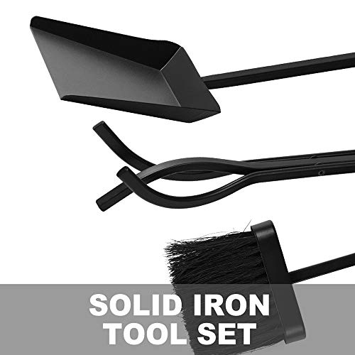 Amagabeli 5 Pieces Fireplace Wrought Iron Toolset with Decor Holder