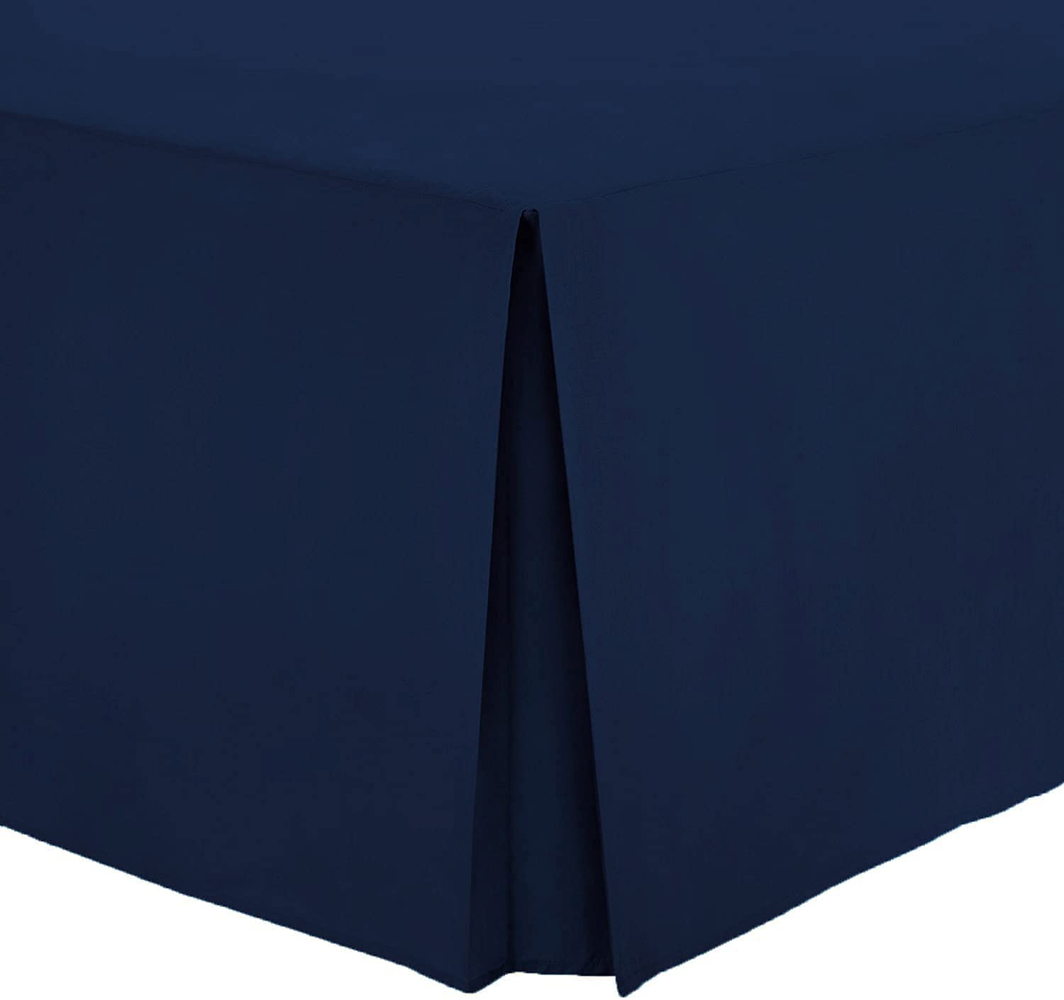 Comfy Nights Plain Pollycotton Percale Pleated Platform Base Valance (Super king, Navy)