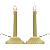 GOOTHY 1 Light Electric Window Candles, 2 Pack Christmas Candle Lights with 4 C7 Clear Bulbs(2 Spare), Plug in Electric Candles for Window Christmas Weddings Home Table Decorotions, Ivory -2 Pack