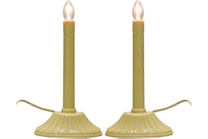 GOOTHY 1 Light Electric Window Candles, 2 Pack Christmas Candle Lights with 4 C7 Clear Bulbs(2 Spare), Plug in Electric Candles for Window Christmas Weddings Home Table Decorotions, Ivory -2 Pack