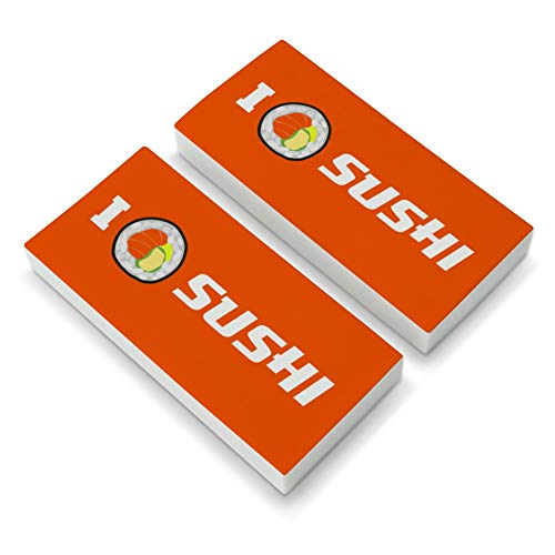 I Love Sushi Roll Heart Eraser Set of 2