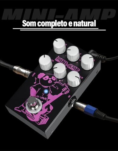 VEDO M-VAVE Pedal de efeitos MINI-AMP com simulação de pré-amplificador, 9 efeitos de amplificadores clássicos, equalizador de 3 bandas e true bypass.
