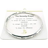Serenity Prayer Silver Tone Twist Bangle Recovery Bracelet