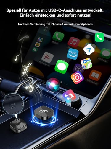 Spedal Wireless CarPlay & Android Car Adapter Type-C, 2026 Upgrade 5.8 GHz Super Fast, Plug & Play for iPhone & Android 10+, with Cable CarPlay Cars, Black