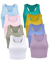 Geyoga 8 Pieces Basic Crop Tank Tops Sleeveless