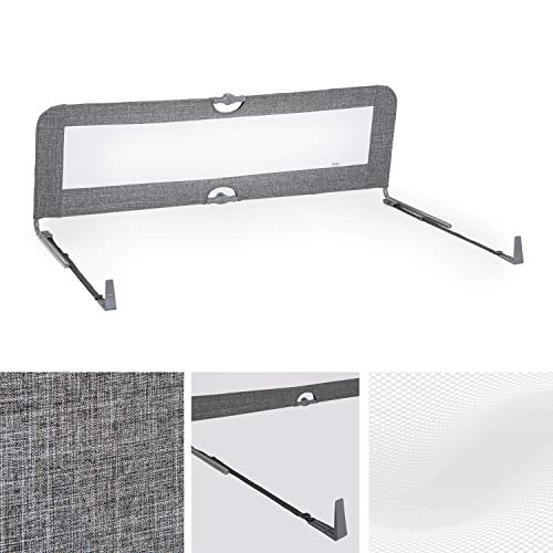 Hauck Sleep N Safe Plus XL Bed Guard for Toddler, 150 x 50 x 44 cm, Foldable Bed Rail for Travel 77 x 6 x 45 cm, Grey