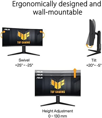 TUF Gaming VG34VQL3A - Ecran PC Esport Gaming incurvé 34" WQHD (3440 x 1440, 180Hz, 1500R, Extreme Low Motion Blur, Freesync Premium Pro, 1ms GTG, DisplayHDR 400, DisplayWidget Center)