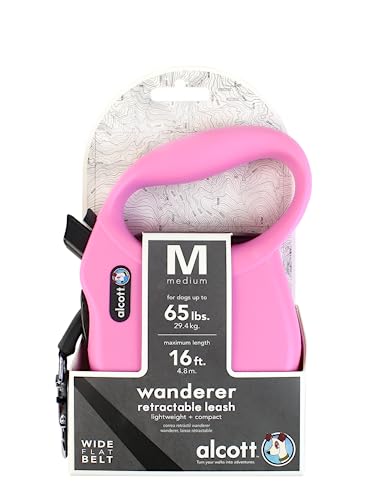 Alcott Wanderer Retractable Leash, Medium, Pink