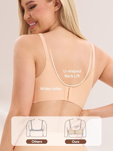 Angelhood Nursing Bras for Breastfeeding Support Maternity Bras Seamless Pregnancy Bralette for Women with Extender 3 Pack