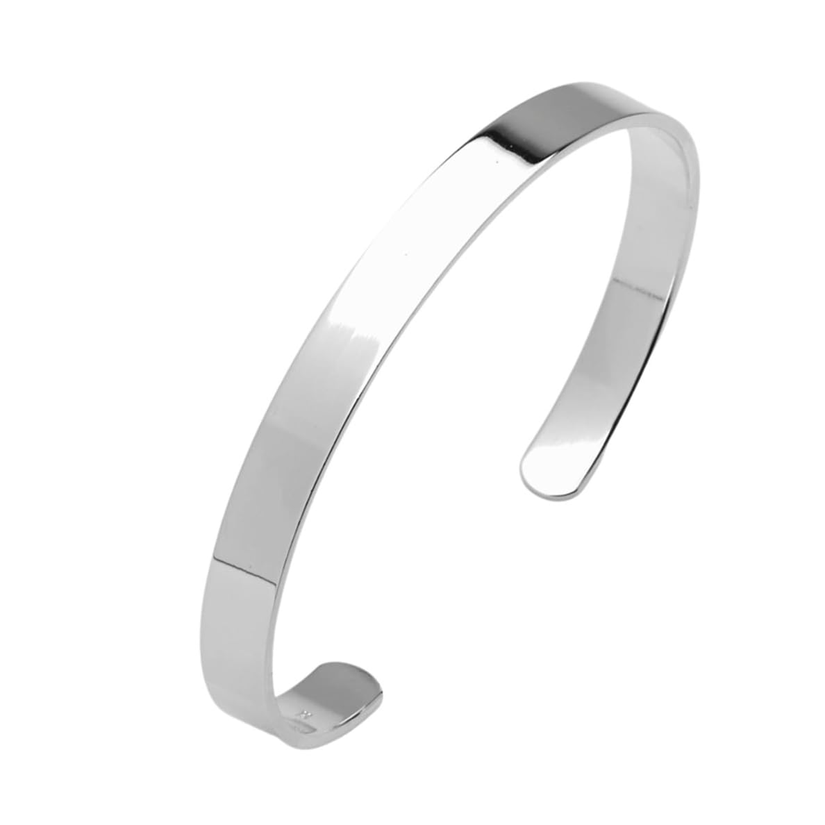 Treasure Bay Solid 925 Sterling Silver Bangle Bracelet 8mm, Plain Silver Bangle for Men