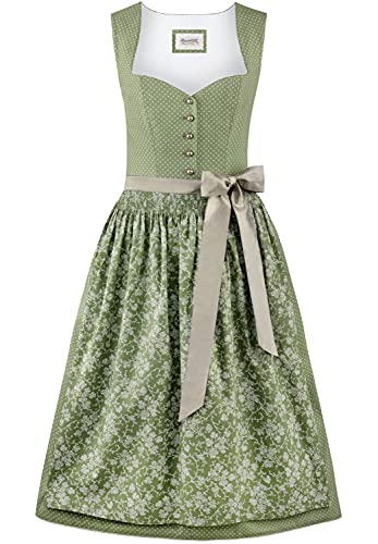 Stockerpoint Damen Dirndl Edonita I Größe 32-48 I Trachtkleid mit liebevollen Details & Dirndlschürze I 100% Baumwolle I Bequem & pflegeleicht I Perfekt für Trachten & Festlichkeiten, caña, 40