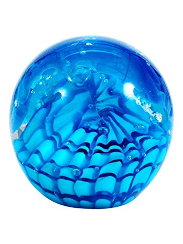 Pfronten Dream Ball 243 Large (9 cm) White Blue Wave Glow-in-the-Dark Paperweight Glass Ball Paper Weight