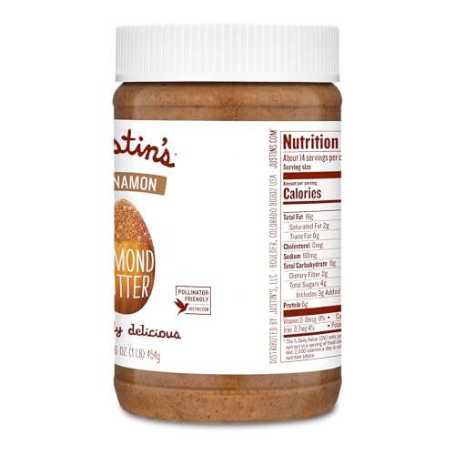 JUSTIN’S, ALMOND BUTTER CINNAMON, 16 OUNCE