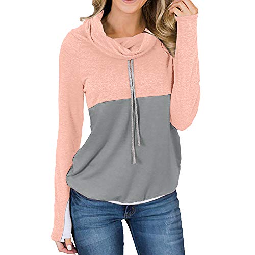 Londony ♥‿♥ Newest Sales,Pocket Sweatshirt for Womens Cowl Neck Colorblock  Striped Tunic Drawstring Pullover Tops