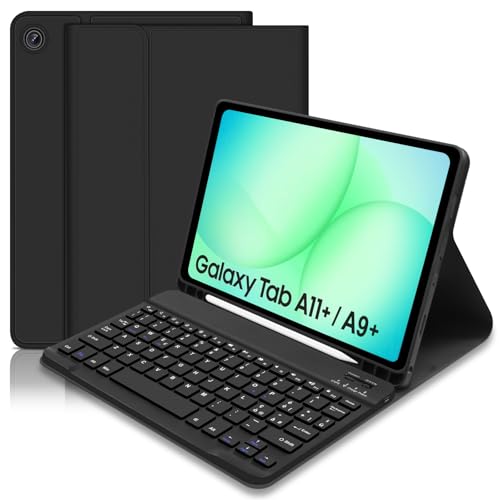 Tastiera Custodia per Samsung Galaxy Tab A11 Plus 2025/Tab A9 Plus 2023 11 Pollici, Custodia per Italiano QWERTY Tastiera con Portapenne,Tastiera Bluetooth Staccabile Cover con Samsung A11+/A9+ (Nero)