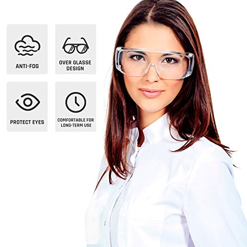 WOOLIKE Safety Goggles with Antifog Lens Over Glasses Goggles for