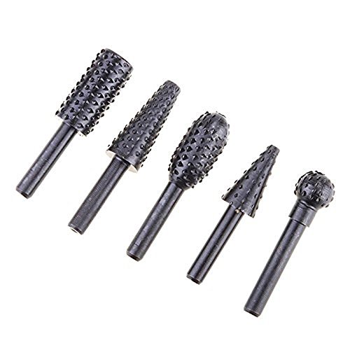 Katzco Rotary Burr Set 5 Piece Set of Heavy Duty and Durable 1/4 Inch