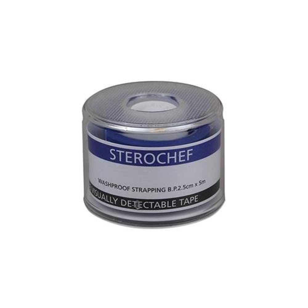 Sterochef 5682 Blue Visually Detectable Tape, 2.5 cm x 5 m (Pack of 12)