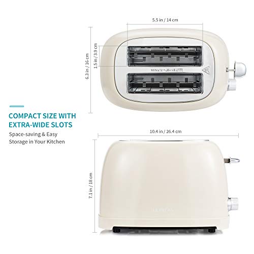 Ultrean Toaster 2 Slice with ExtraWide Slot, Stainless Steel Toaster with Removable Crumb Tray