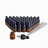 BEGIKET 50 Pack，Amber Glass Mini Dropper Bottles