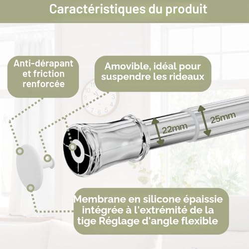 Tension Rod for Shower Curtain Rod, Heavy Duty Telescopic Shower Curtain Rod, Stainless Steel, Bathroom Cabinet, Silver, 85-160cm