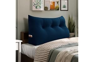 homecozy Wedge Headboard Pillow Dorm Room Reading Pillow Back Support for Sitting Up in Bed Bolster Lumbar Cushion Body Positioning Bedrest Velvet 39in Navy Blue Twin