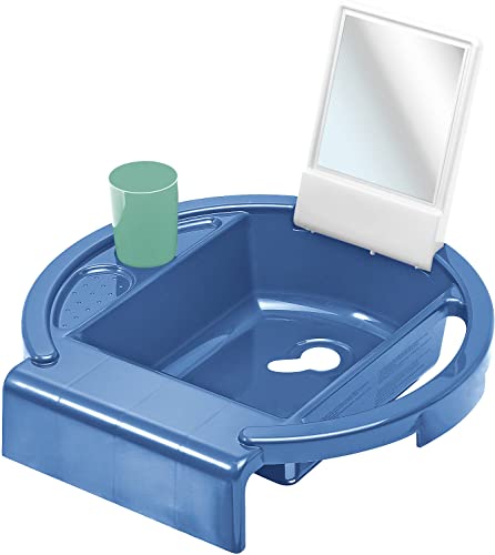 Rotho Babydesign Kiddy Wash Children's Washbasin, To be Attached to the Edge of the Bathtub, 38.7 x 38.2 x 10 cm, Cool Blue (Blue), 20034 0315 01