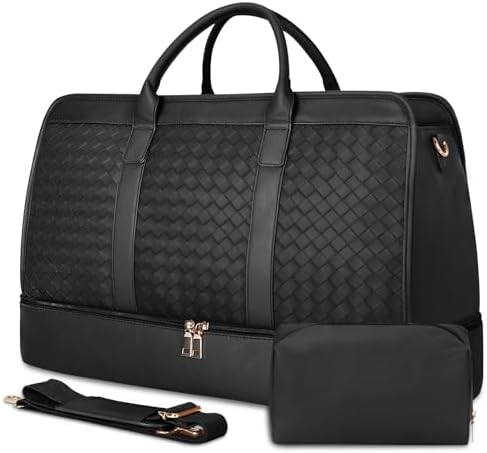 Amazon.com | Leathario Travel Duffel Bag Leather Overnight Weekender Bag for men Luggage Carryon Hand Bag