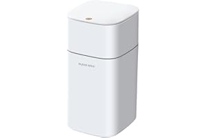 funest Bathroom Trash Can with Lids, 2.6 Gallon Small Plastic Garbage Cans with Press Pop-up Top Lid, Slim/Narrow Office Rubbish Can, Dog/Cat-Proof Trash Bin, Waterproof Wastebasket, White