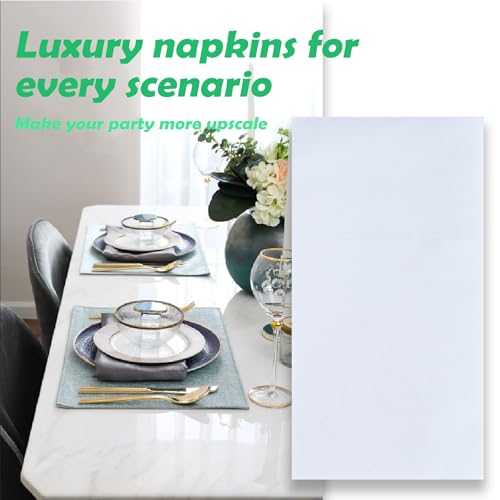 MBBUROYY Disposable Guest Towels, Linen Feel Hand Towels, Cloth-Like Paper Napkins, Soft, Durable, Absorbent Paper Hand Towel for Kitchen, Parties, Bathroom,30×43cm,White,200 Pack