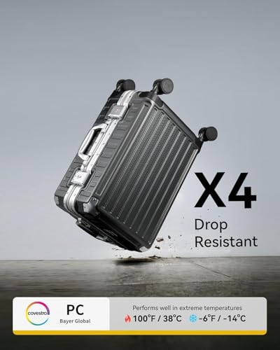 LUGGEX Suitcase Trolleys Aluminium Frame, Small Suitcase without Zip, Sturdy Hard Case Travel Suitcase Made of Polycarbonate with 4 Wheels, TSA Lock (Black, 55.8 x 37 x 24 cm, 36 L)
