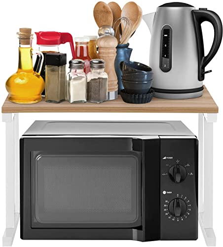 Ejoyous Étagère à -Ondes à 2 Couches en Bois pour -Ondes, Ondes, Assiettes, Tasses, bouilloires, 38 x 38 x 57 cm (Blanc)