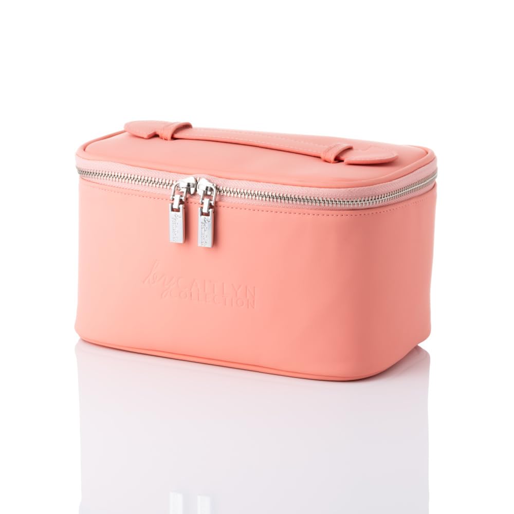 by Caitlyn Luxury Coral Makeup Bag – Elegant Cosmetic Bag for Travel & Everyday Use – Stylish, Durable & Spacious Toiletry and Makeup Organizer