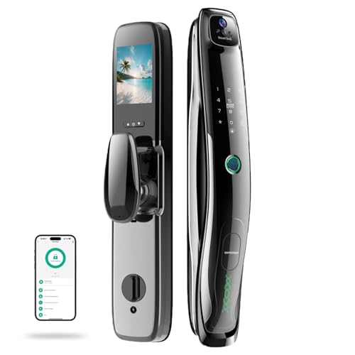 Makayuron Smart Door Lock, 7IN1,3D Face Recognition,Palmprint, Fingerprint, IC card,Passcode,Mechanical keys.Tuya app supported.Equipped with 6068 mortise,Class C lock cylinder (M03-FH)