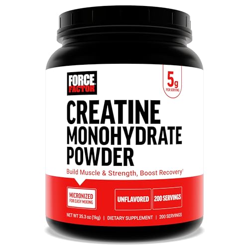 Force Factor Creatine Monohydrate Powder (1KG), 5g Micronized Dose to Support Muscle Growth, Strength, Recovery, Cognitive Health & Memory, Unflavored, 200 Servings Image