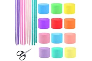 BINQER 6 Rolls Crepe Paper Streamers, Wedding Birthday Graduation Colorful Candyland Party Decoration Backdrop, Rainbow DIY S