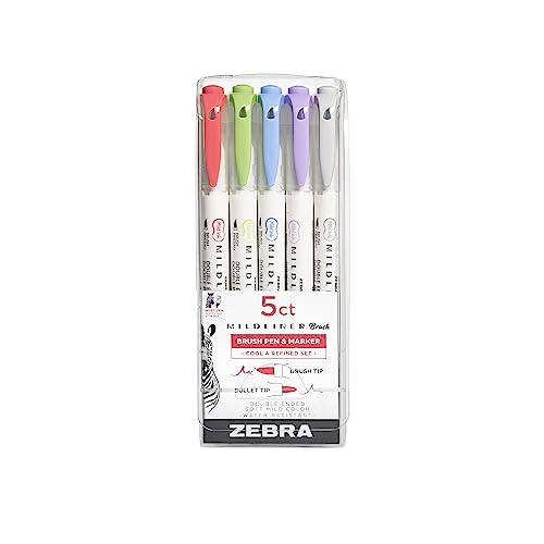 Zebra MILDLINER Brush Pen 5-Pack