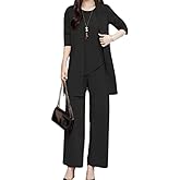Elegant Long Line Cardigan & Top Pants 3-Pieces Set,3 Piece Travel Outfits Wedding Guest Suits For Women