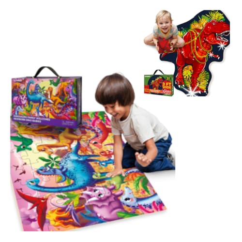 QUOKKA Set of 2 Giant Floor Puzzles for Kids - Dino - 48 & 52 Pieces Puzzles