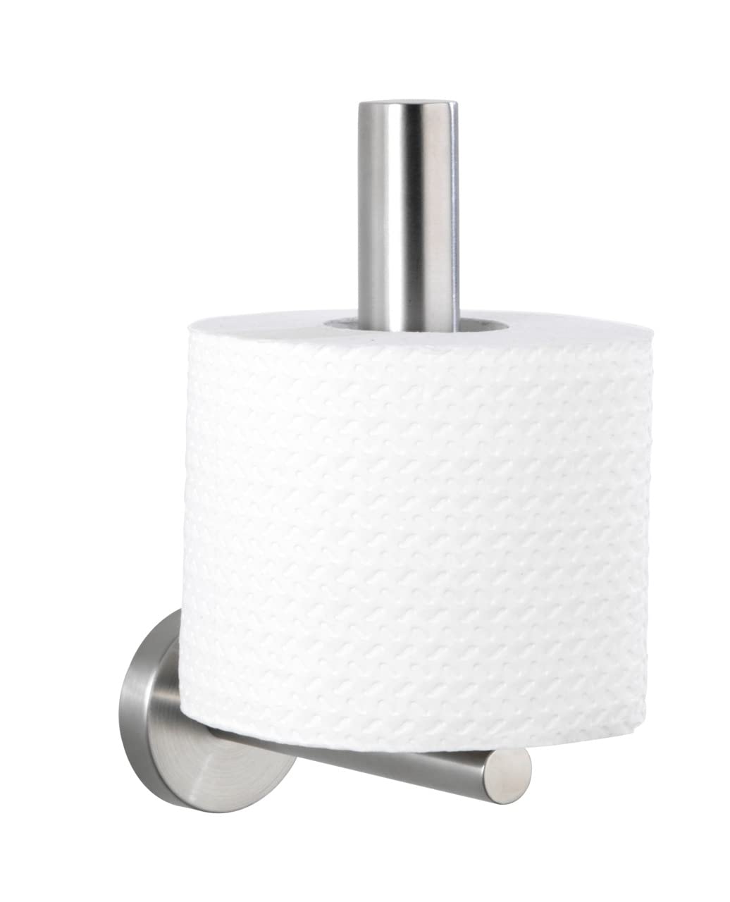 WENKO Spare Toilet roll Holder Bosio, Stainless steel, Silver matt, 12.5 x 8 x 18 cm