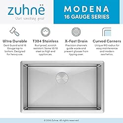 ZUHNE Modena Undermount Kitchen Sink, 16-Gauge