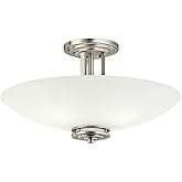 Kichler Hendrik 24" 4 Light Semi Flush with Satin Etched Cased Opal Glass Brushed Nickel